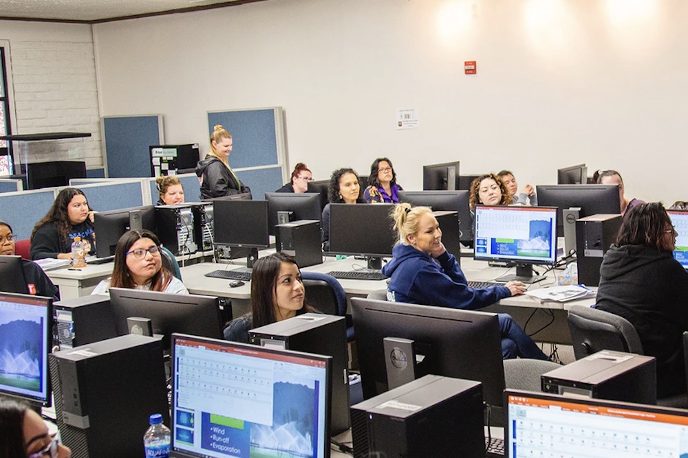 group of students in a computer class